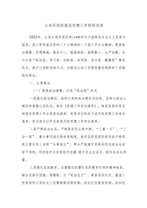 公安系统抓基层党建工作经验总结.docx