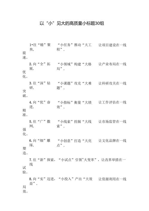 以“小”见大的高质量小标题30组.docx