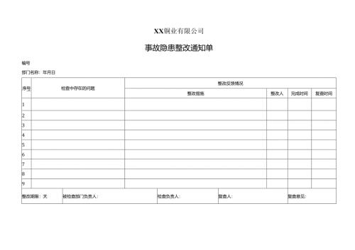 XX铜业有限公司事故隐患整改通知单（2024年）.docx