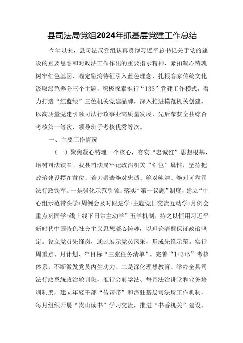 县司法局党组2024年抓基层党建工作总结.docx