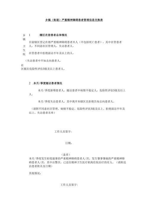 乡镇（街道）严重精神障碍患者管理信息交换表.docx