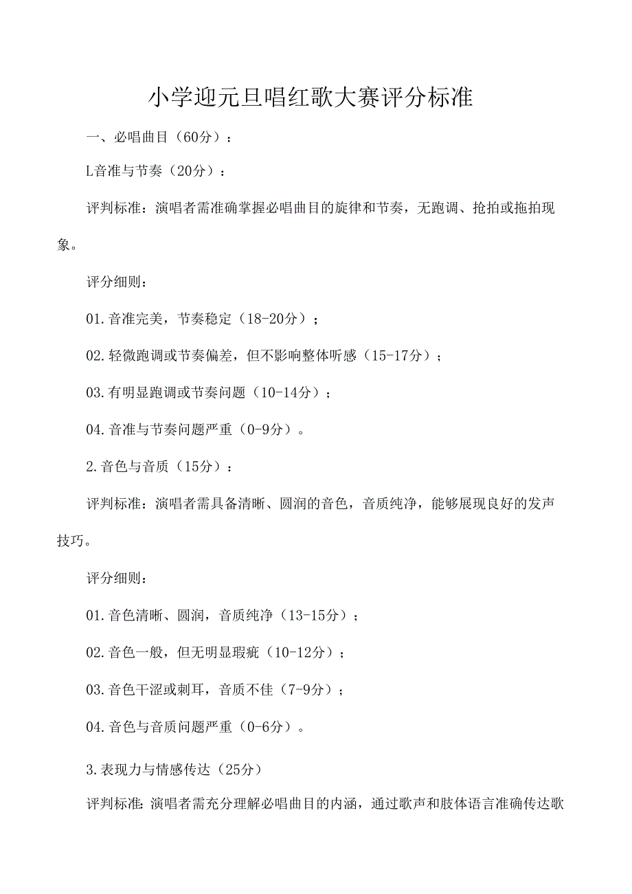 小学迎元旦唱红歌大赛评分标准.docx_第1页