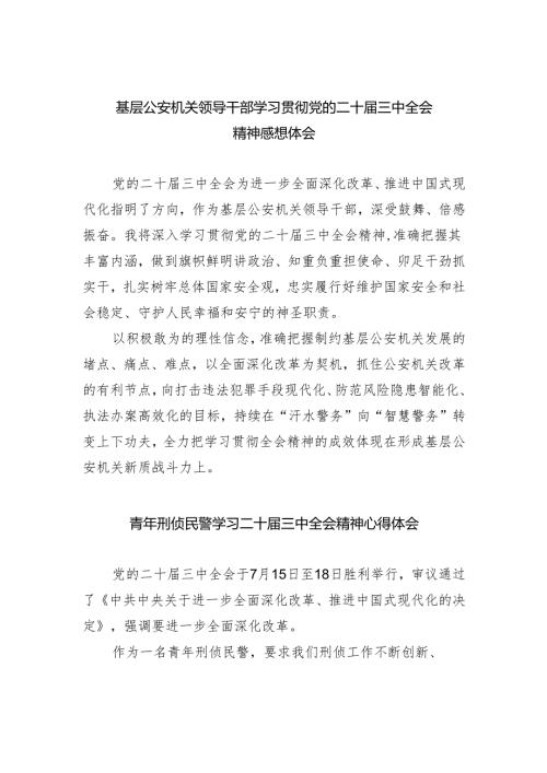 基层公安机关领导干部学习贯彻党的二十届三中全会精神感想体会5篇（精选版）.docx