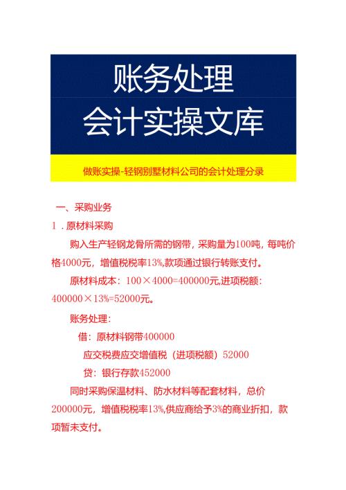 做账实操-轻钢别墅材料公司的会计处理分录.docx