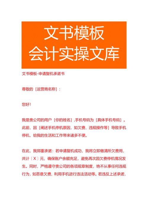文书模板-申请复机承诺书.docx