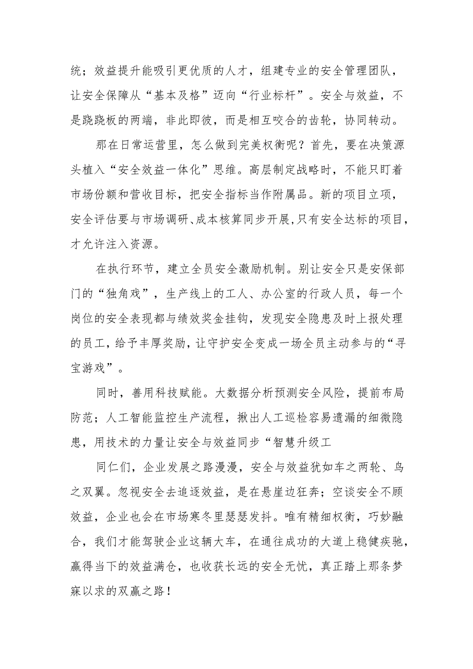 《权衡安全与效益实现企业双赢之路》演讲稿.docx_第2页