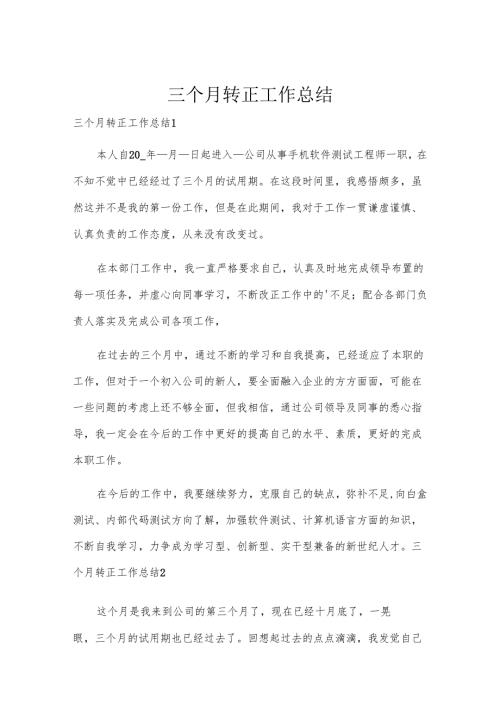 三个月转正工作总结.docx