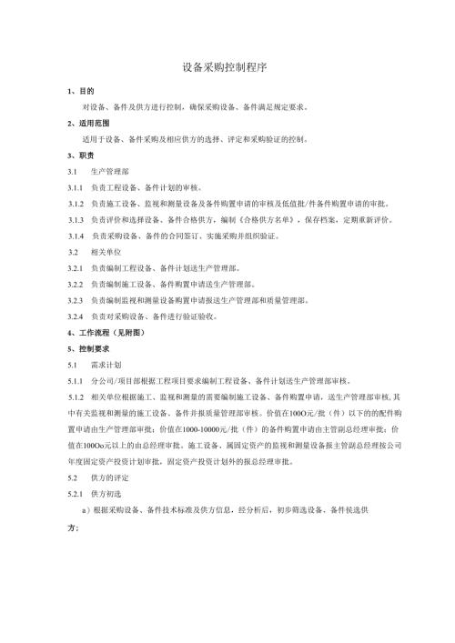设备采购控制程序、工作流程表.docx