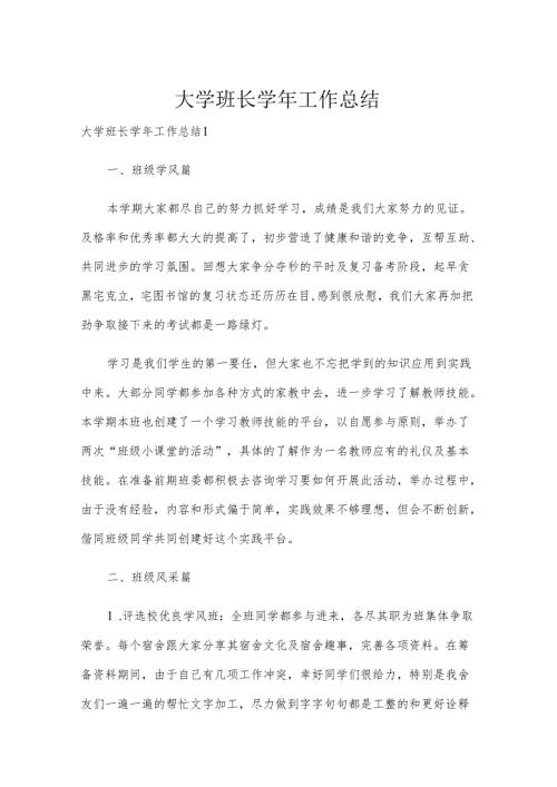 大学班长学年工作总结.docx