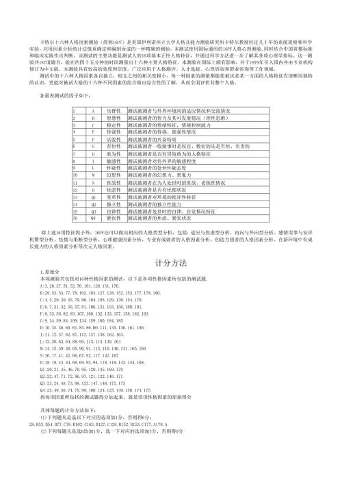 16PF评分手册.docx