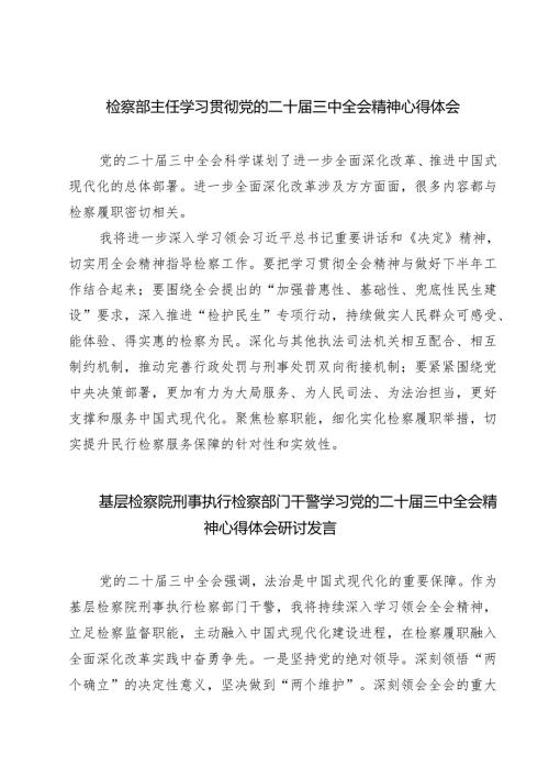 检察部主任学习贯彻党的二十届三中全会精神心得体会7篇（详细版）.docx