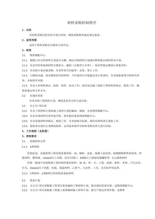 材料采购控制程序、工作流程表.docx