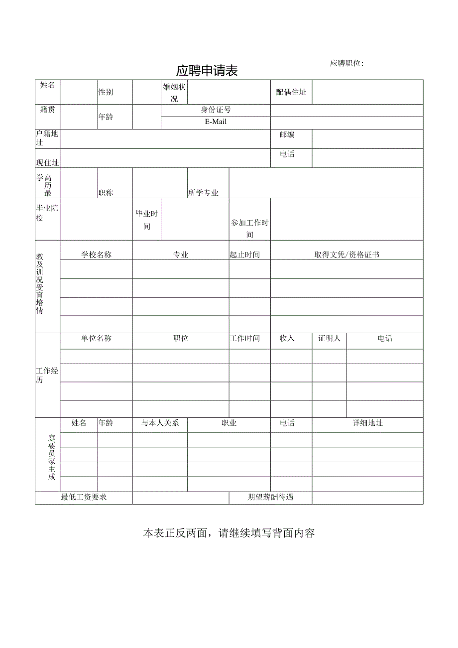 应聘申请表（简历模板）.docx_第1页