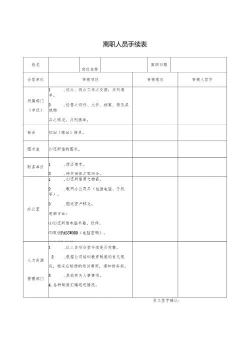 离职人员手续表.docx