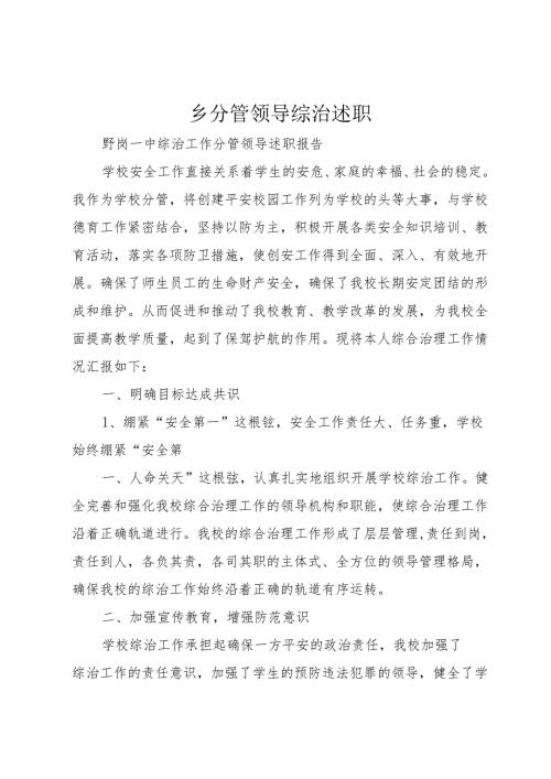 乡分管领导综治述职.docx