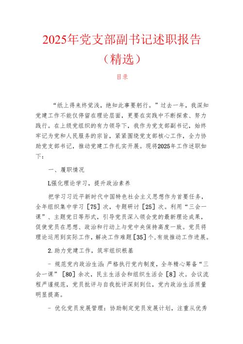 2025年党支部副书记述职报告（精选）.docx