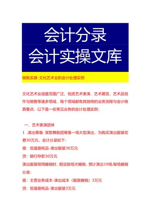 做账实操-文化艺术业的会计处理实例.docx