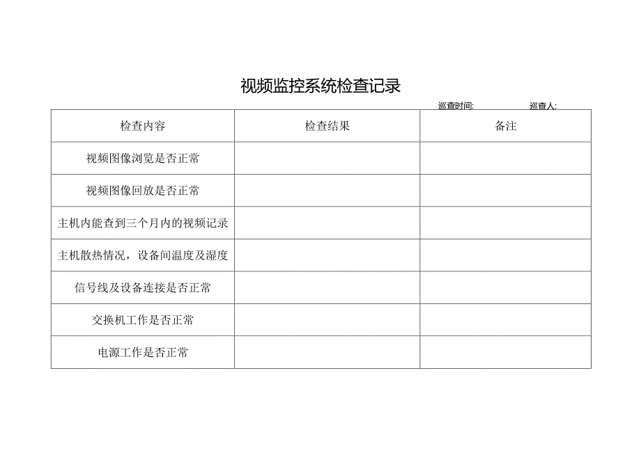 视频监控系统检查记录.docx_第1页