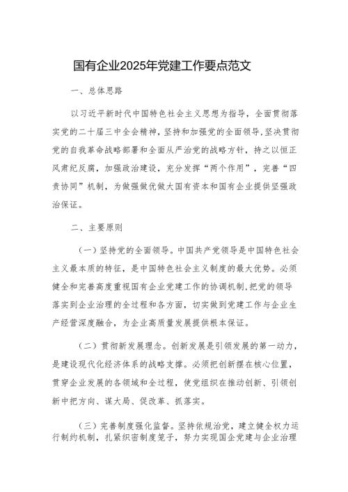 国有企业2025年党建工作要点范文.docx