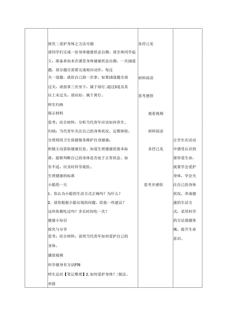 全国赛课一等奖初中统编版七年级道德与法治上册《爱护身体》教学设计.docx_第3页