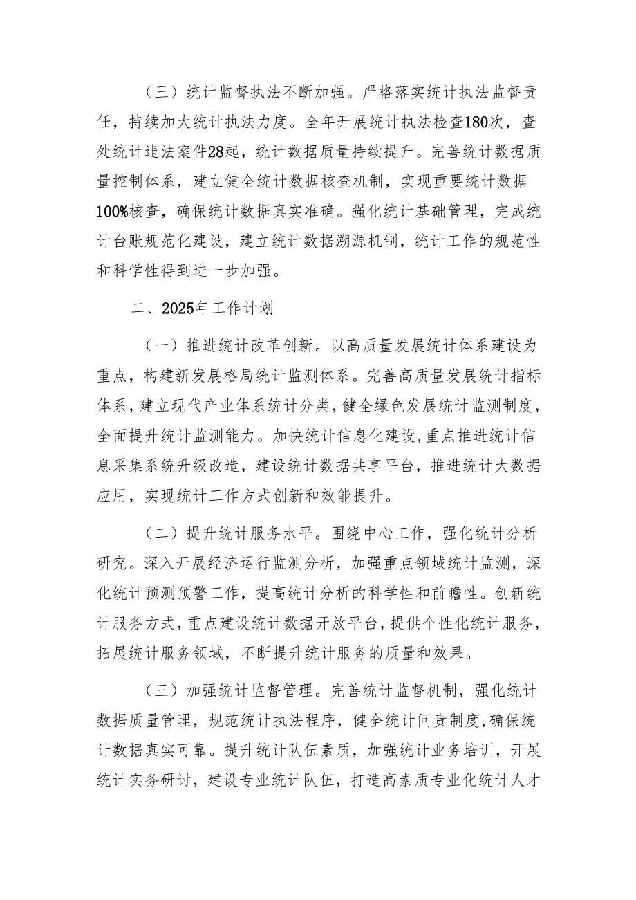 2024年工作总结及2025年工作计划（统计局）.docx_第2页