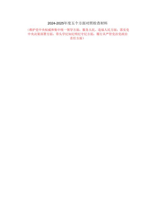 2024-2025年度五个方面剖析整改措施 二.docx