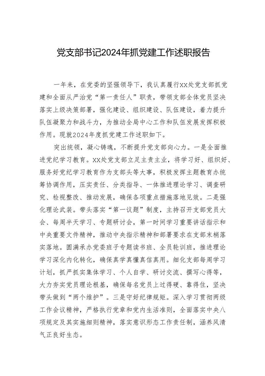 党支部书记2024年抓党建工作述职报告.docx_第1页