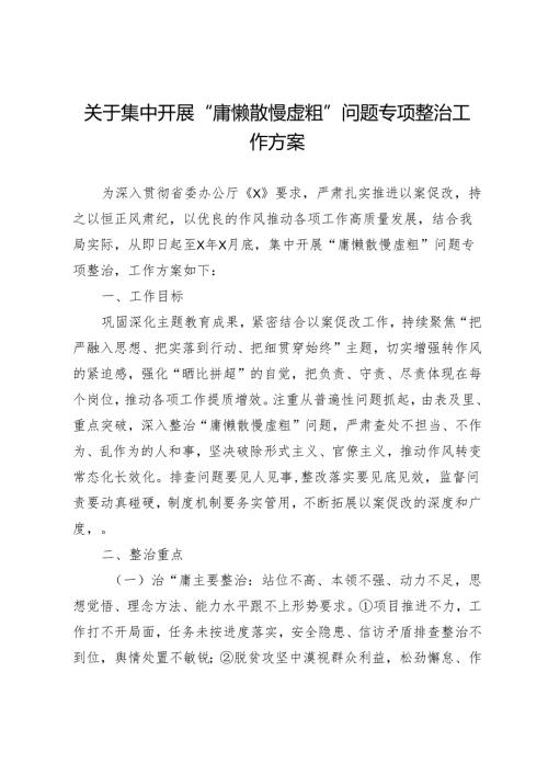 关于集中开展“庸懒散慢虚粗”问题专项整治工作方案.docx