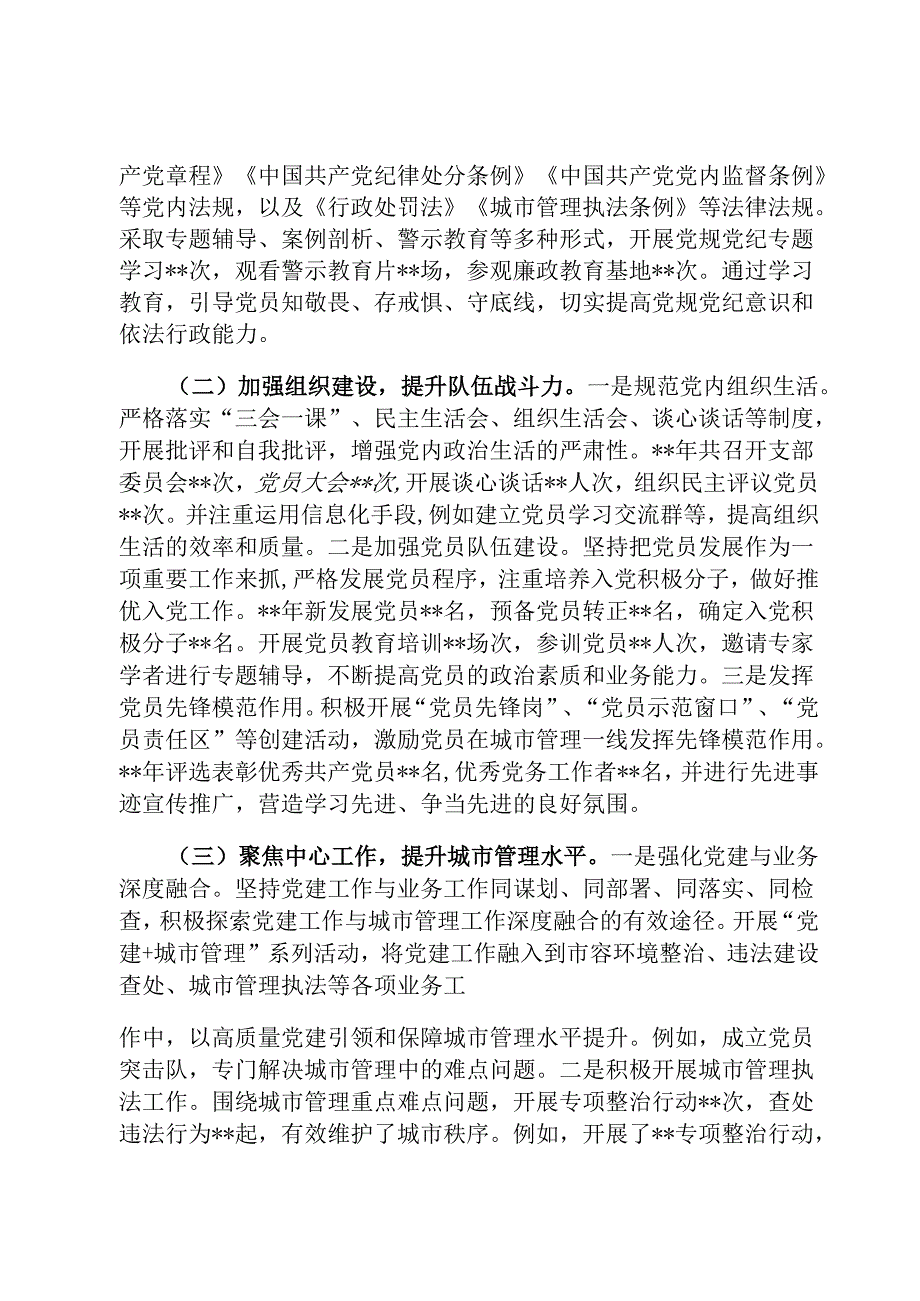 党支部2024年工作总结及2025年工作规划（综合行政执法队）.docx_第2页