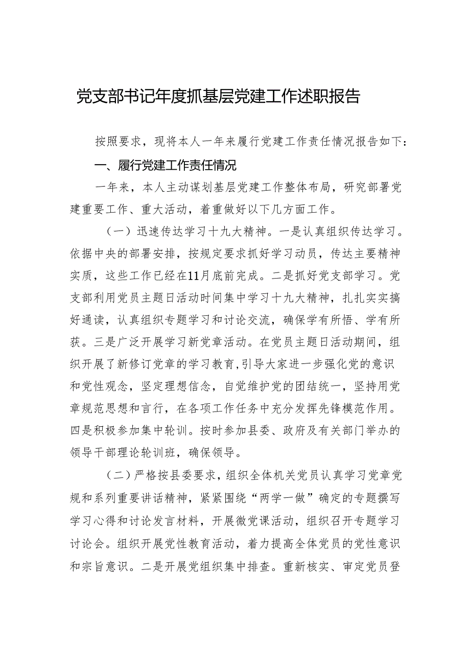 党支部书记年度抓基层党建工作述职报告.docx_第1页