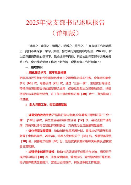 2025 党支部书记述职报告（详细版）.docx