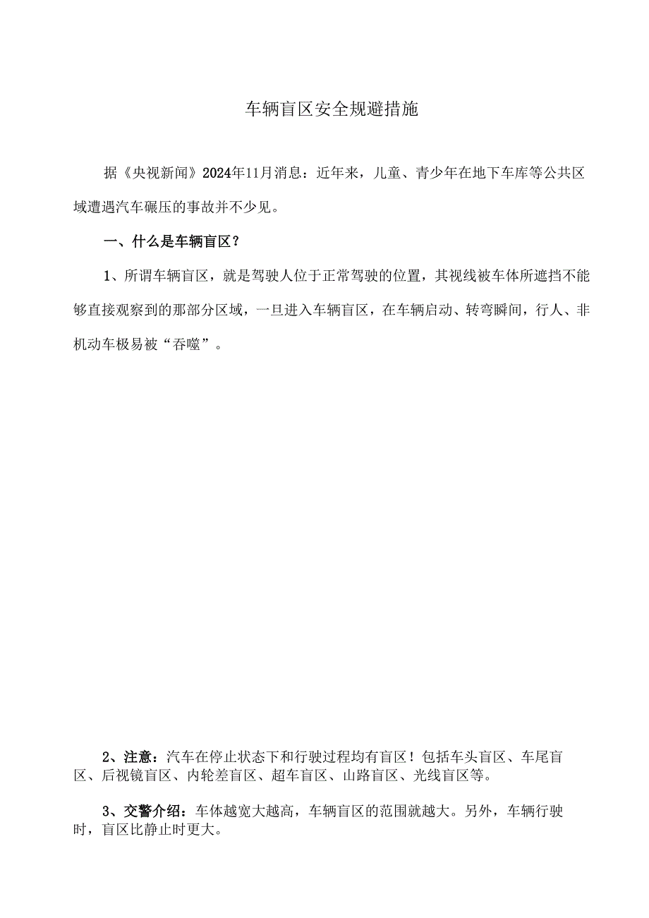 车辆盲区安全规避措施（2024年）.docx_第1页