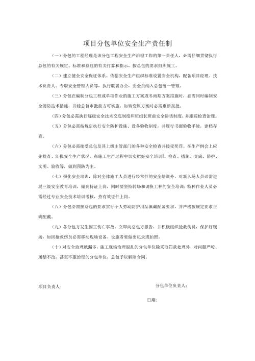项目分包单位安全生产责任制.docx