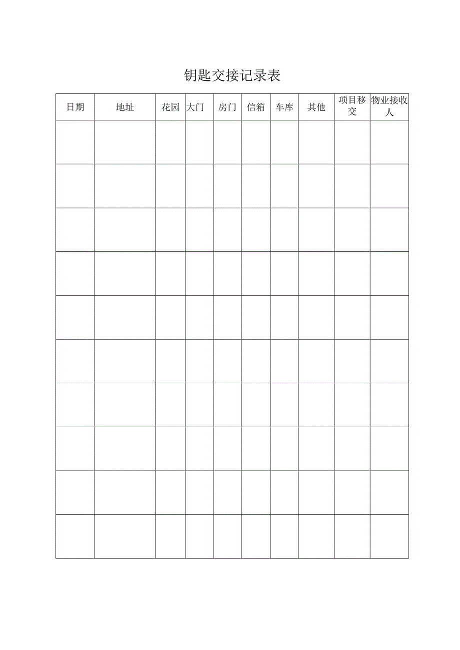钥匙交接记录表.docx_第1页
