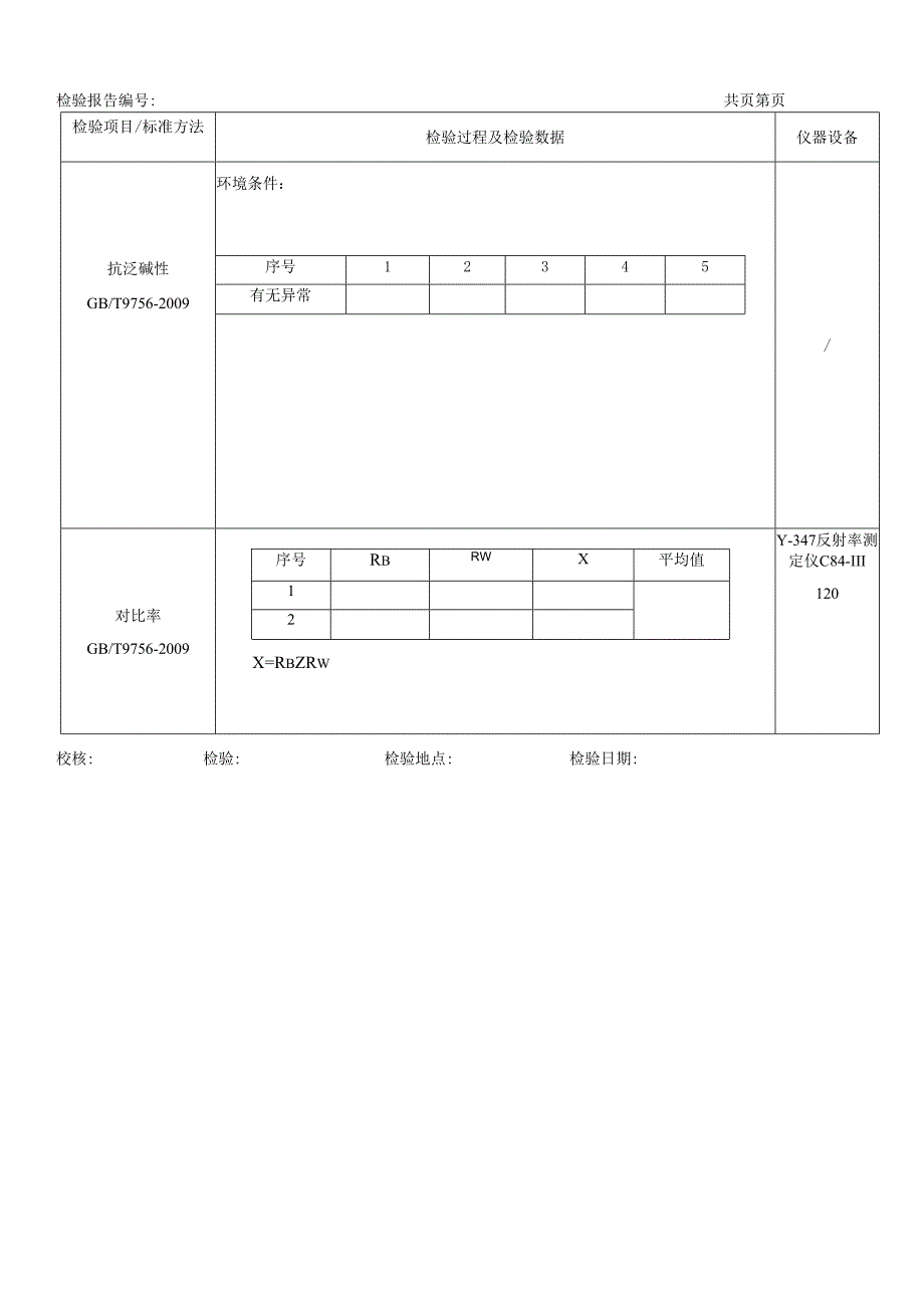 内墙涂料检测原始记录表.docx_第2页