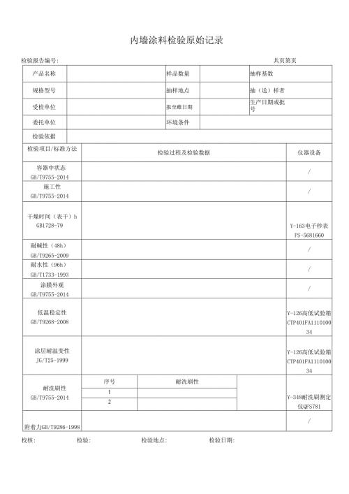 内墙涂料检测原始记录表.docx