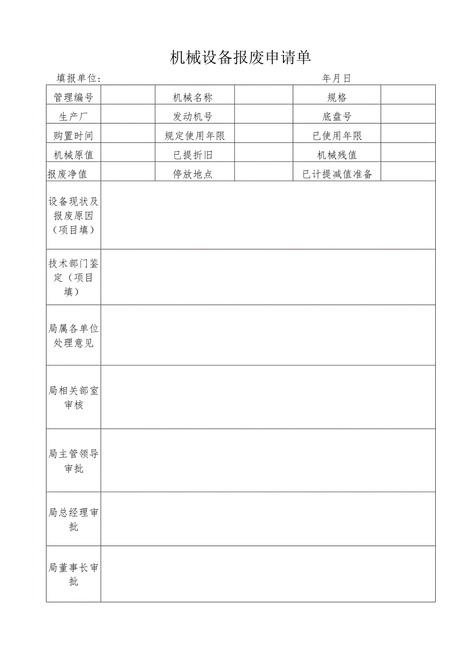机械设备报废申请单.docx_第1页