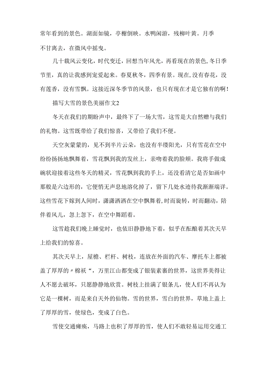 描写大雪的景色优美作文.docx_第2页