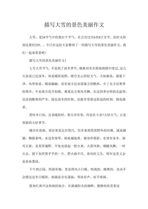 描写大雪的景色优美作文.docx