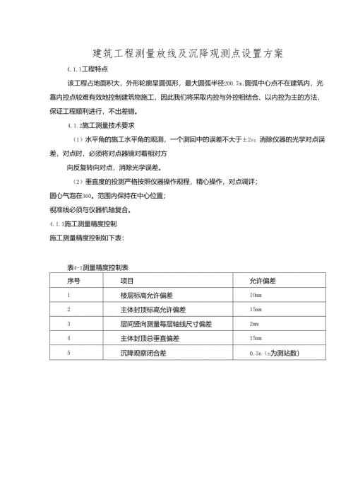 建筑工程测量放线及沉降观测点设置方案.docx