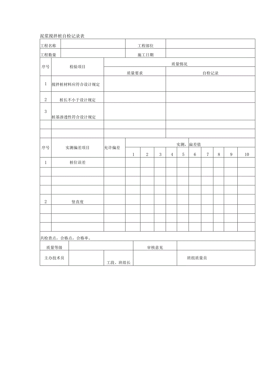 泥浆搅拌桩自检记录表.docx_第1页