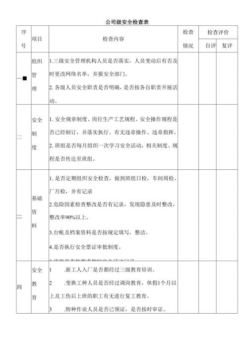公司级安全检查表.docx