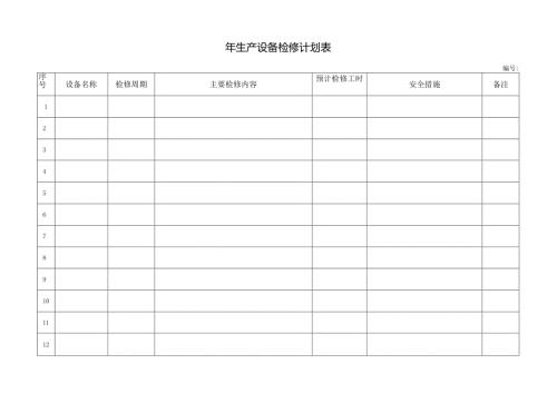 生产设备检修计划表.docx