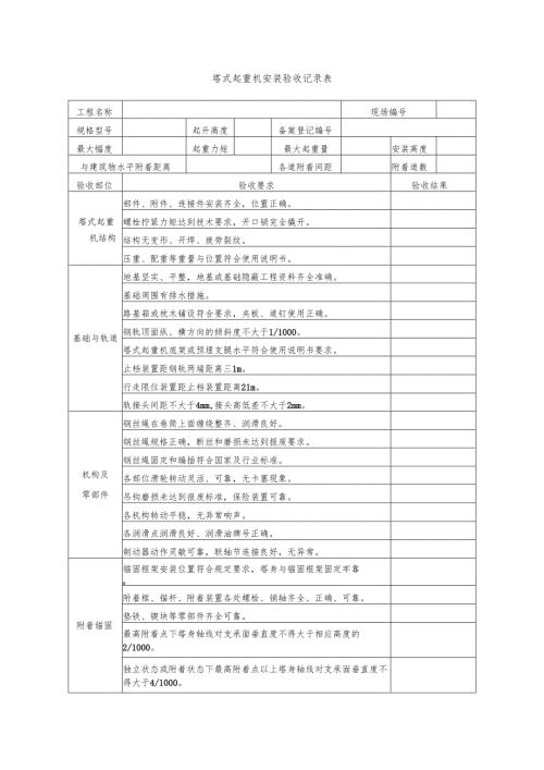 塔式起重机安装验收记录表.docx