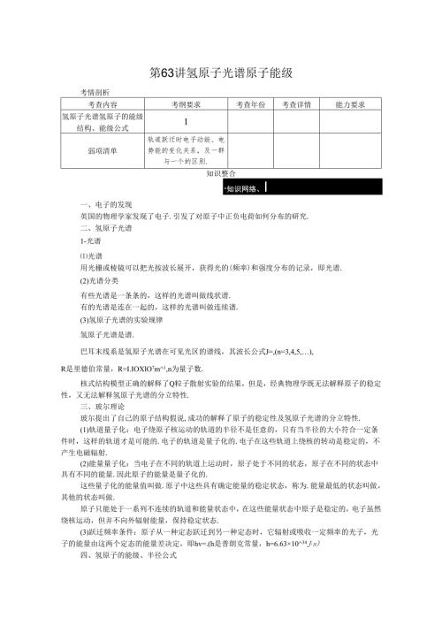 第63讲氢原子光谱原子能级.docx