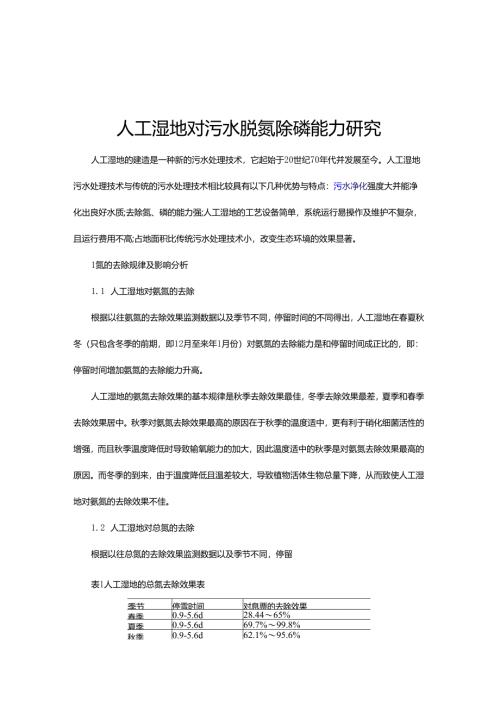 21 人工湿地对污水脱氮除磷能力研究.docx