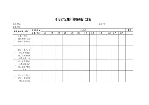 年度安全生产费使用计划表.docx