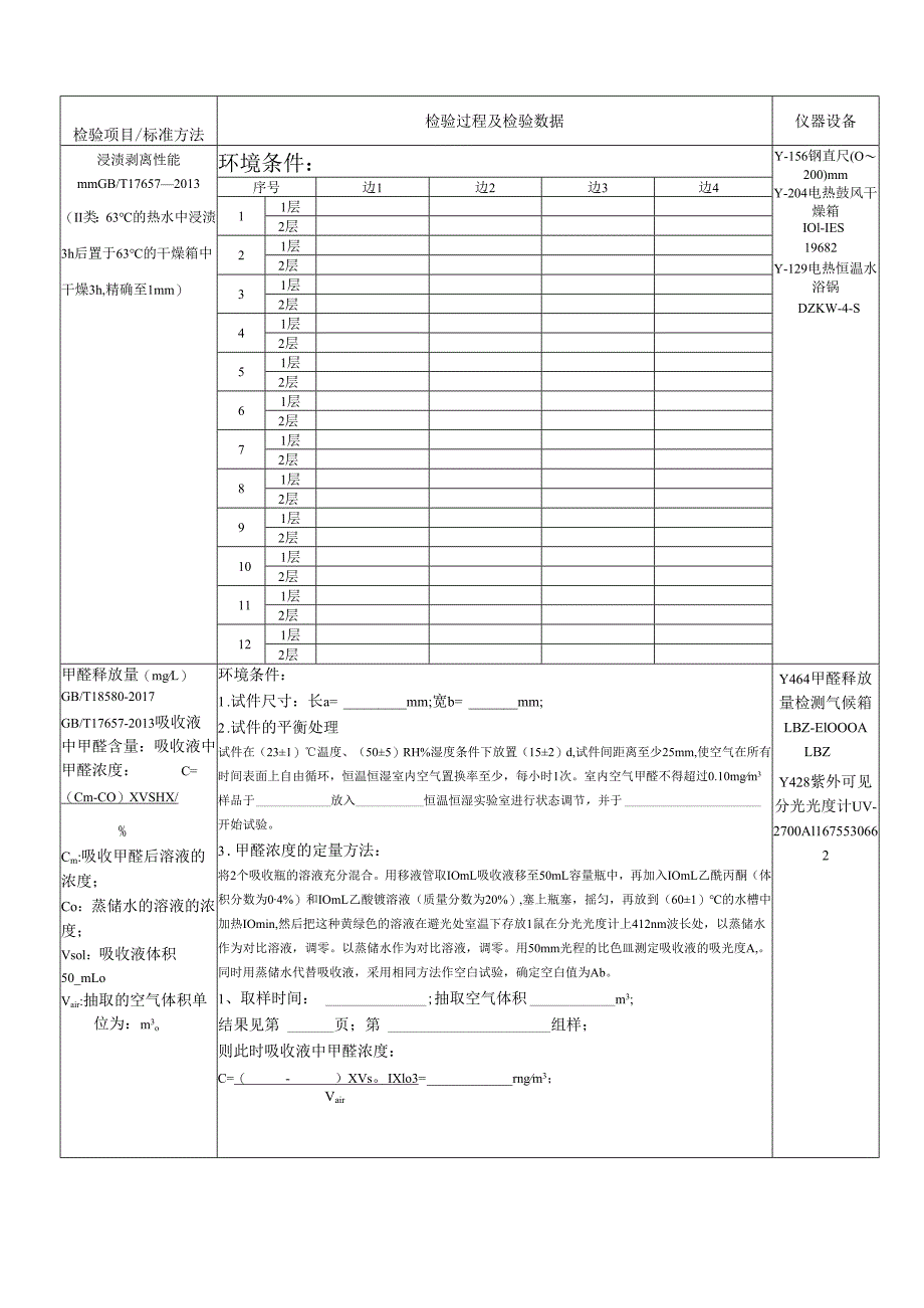 细木工板检测原始记录表.docx_第2页