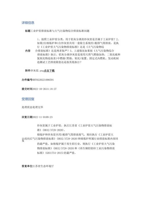 工业炉窑排放标准与大气污染物综合排放标准问题.docx