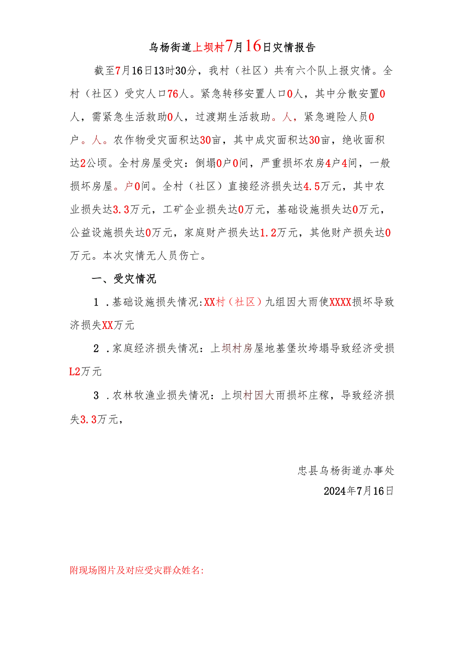 2024年7-16乌杨街道上坝村灾情报告.docx_第1页